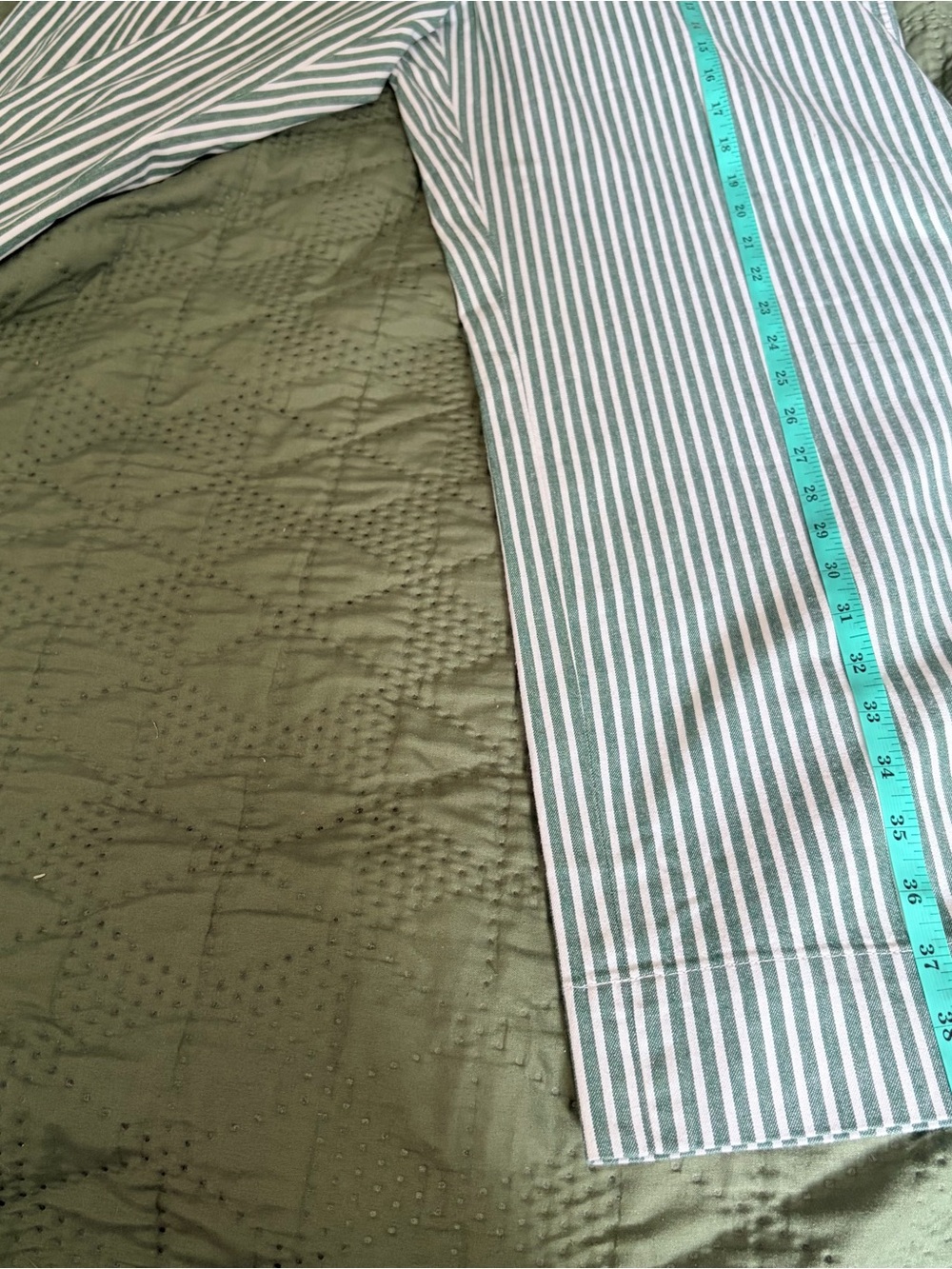 Talbots Green White Striped Wide Leg Crop Pants Size 14 Coastal Cottage - Picture 11 of 11